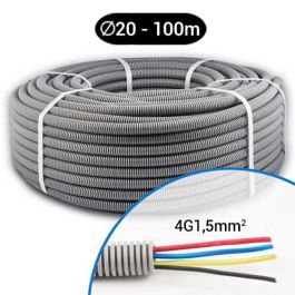Gaine électrique ICTA préfilée 4G1.5 R/B/VJ/N D20 Qofil - Couronne de 100m