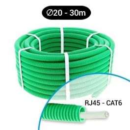 Gaine électrique ICTA préfilée CAT6 250MHz FTP 4P D20 Qofil - Couronne de 30m