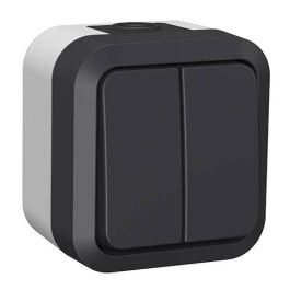 QUARX Aquapro Interrupteur double étanche complet gris IP55 - 9678F