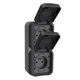 QUARX Aquapro Double prise de courant 2P+T vertical étanche complet gris IP55 - 9681F