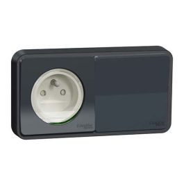 SCHNEIDER Mureva Styl Interrupteur va et vient et prise de courant 2P+T étanche encastré complet gris IP55