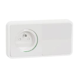 SCHNEIDER Mureva Styl Interrupteur va et vient et prise de courant 2P+T étanche encastré complet blanc IP55