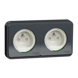 SCHNEIDER Mureva Styl Double prise de courant 2P+T étanche encastrée complet gris IP55