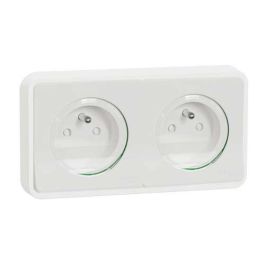 SCHNEIDER Mureva Styl Double prise de courant 2P+T étanche encastrée complet blanc IP55