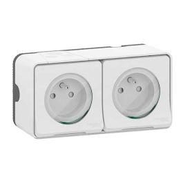 SCHNEIDER Mureva Styl double prise 2P+T horizontal étanche complet en saillie IP55 blanc - MUR36027