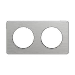 SCHNEIDER Odace Touch Plaque double aluminium brossé avec liseré aluminium - S530804J