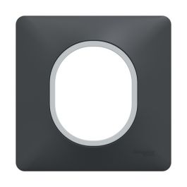 SCHNEIDER Ovalis Plaque simple anthracite avec bague effet argent chromé - S340702G