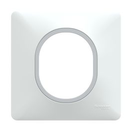 SCHNEIDER Ovalis Plaque simple blanc avec bague effet argent chromé - S320702F