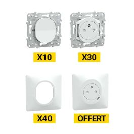 SCHNEIDER Ovalis ProBox 40 plaques simples + 30 prises + 10 VV + 1 prise affleurante avec USB-C blanc - PFRB05