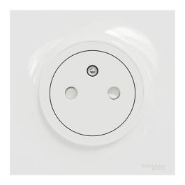 SCHNEIDER Odace Prise de courant 2P+T affleurante blanc complet