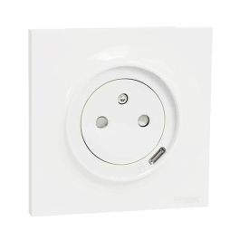 SCHNEIDER Odace Prise de courant 2P+T + USB Type-C affleurante blanc complet