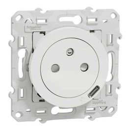 SCHNEIDER Odace Prise de courant 2P+T + USB Type-C affleurante blanc - S520089