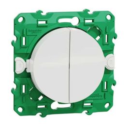 SCHNEIDER Odace Interrupteur double sans fil et sans pile blanc - S520114