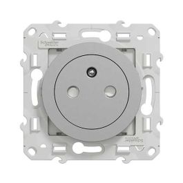 SCHNEIDER Odace Prise de courant 2P+T affleurante aluminium - S530052