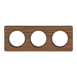 SCHNEIDER Odace Touch Plaque triple  bois zebrano avec liseré anthracite - S540806P4