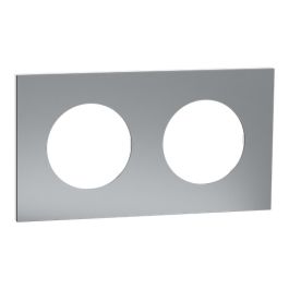 SCHNEIDER Odace Metal Plaque double titane support blanc - S910704