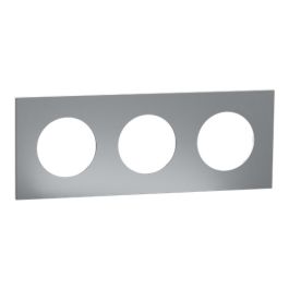 SCHNEIDER Odace Metal Plaque triple titane support blanc - S910706
