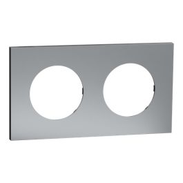 SCHNEIDER Odace Metal Plaque double titane support noir - S915704