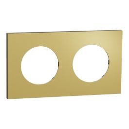 SCHNEIDER Odace Metal Plaque double laiton support noir - S916704