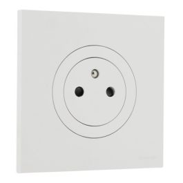 SCHNEIDER Odace Prise de courant 2P+T affleurante blanc craie complet