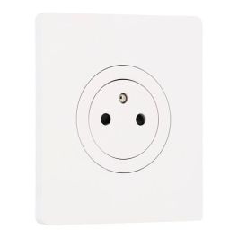 SCHNEIDER Odace Prise de courant 2P+T affleurante blanc craie et plaque simple blanc craie 