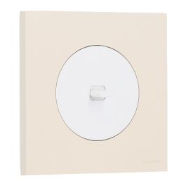 SCHNEIDER Odace Interrupteur va et vient/bouton poussoir à levier blanc craie et plaque simple beige sable