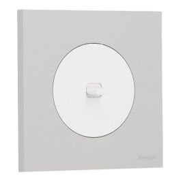 SCHNEIDER Odace Interrupteur va et vient/bouton poussoir à levier blanc craie et plaque simple gris galet