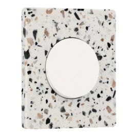 SCHNEIDER Odace Interrupteur va et vient/bouton poussoir blanc craie et plaque simple Architecte effet terrazzo