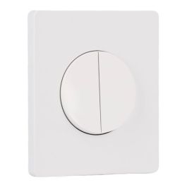 SCHNEIDER Odace Interrupteur double va et vient/bouton poussoir blanc craie et plaque simple Architecte blanc émaillé