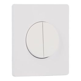 SCHNEIDER Odace Interrupteur double va et vient/bouton poussoir blanc craie et plaque simple Architecte céramique blanc