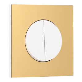 SCHNEIDER Odace Interrupteur double va et vient/bouton poussoir blanc craie et plaque simple laiton