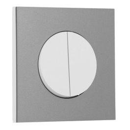 SCHNEIDER Odace Interrupteur double va et vient/bouton poussoir blanc craie et plaque simple titane