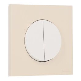 SCHNEIDER Odace Interrupteur double va et vient/bouton poussoir blanc craie et plaque simple beige sable