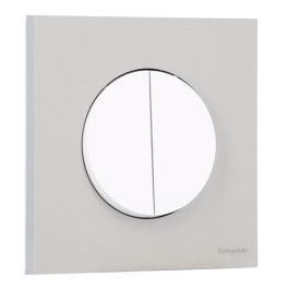 SCHNEIDER Odace Interrupteur double va et vient/bouton poussoir blanc craie et plaque simple gris galet