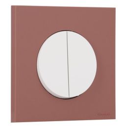 SCHNEIDER Odace Interrupteur double va et vient/bouton poussoir blanc craie et plaque simple rose grenat