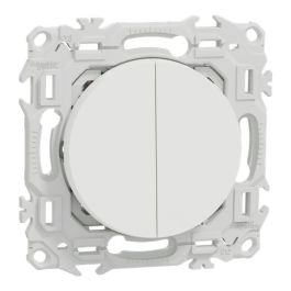 SCHNEIDER Odace Interrupteur double va et vient/bouton poussoir blanc craie - S920214