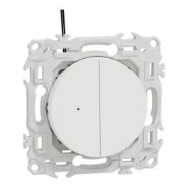SCHNEIDER Odace Interrupteur double va et vient/bouton poussoir à voyant lumineux blanc craie - S920273