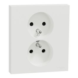 SCHNEIDER Odace Double prise de courant 2P+T complet blanc craie - S921089