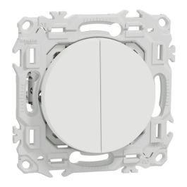 SCHNEIDER Odace Interrupteur double va et vient/bouton poussoir avec griffes blanc craie - S925214