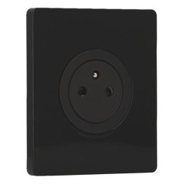 SCHNEIDER Odace Prise de courant 2P+T affleurante noir onyx et plaque simple Architecte noir émaillé