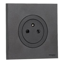 SCHNEIDER Odace Prise de courant 2P+T affleurante noir onyx complet