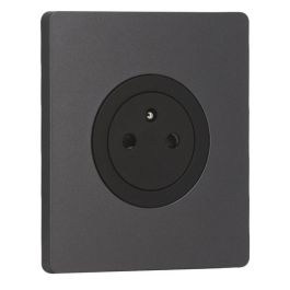 SCHNEIDER Odace Prise de courant 2P+T affleurante noir onyx et plaque simple Architecte perle noire