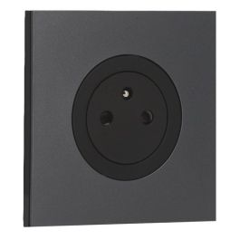 SCHNEIDER Odace Prise de courant 2P+T affleurante noir onyx et plaque simple perle noire