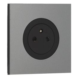 SCHNEIDER Odace Prise de courant 2P+T affleurante noir onyx et plaque simple titane