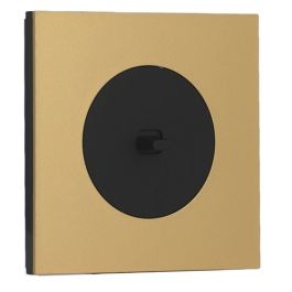 SCHNEIDER Odace Interrupteur va et vient/bouton poussoir à levier noir onyx et plaque simple laiton