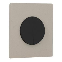 SCHNEIDER Odace Interrupteur double va et vient/bouton poussoir noir onyx et plaque simple Architecte béton