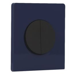 SCHNEIDER Odace Interrupteur double va et vient/bouton poussoir noir onyx et plaque simple Architecte bleu émaillé