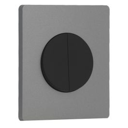 SCHNEIDER Odace Interrupteur double va et vient/bouton poussoir noir onyx et plaque simple Architecte titane