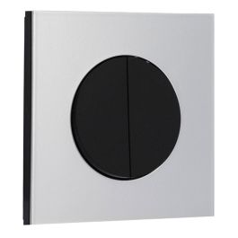 SCHNEIDER Odace Interrupteur double va et vient/bouton poussoir noir onyx et plaque simple aluminium