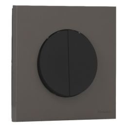 SCHNEIDER Odace Interrupteur double va et vient/bouton poussoir noir onyx et plaque simple gris basalte